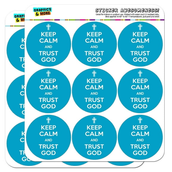 Keep Calm And Trust God Christian 2" Scrapbooking Crafting Stickers