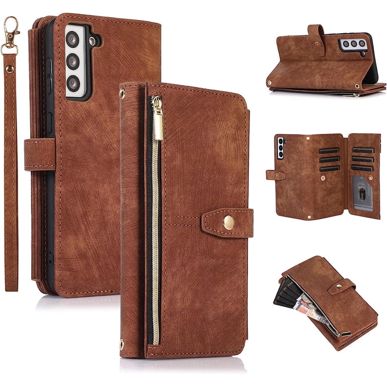 Wallet Case for Samsung Galaxy S23, 9 Card Holder Slots Zipper
