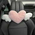 thumbnail image 6 of Raindrops Pink Plush Car Headrest Pillow and Lumbar Support for Driving Comfort with Heart Shaped Wing Decor 1 Set, 6 of 8