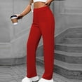 thumbnail image 6 of WCMZJ Women's Casual High Waist Stretch Pants Flexipants Multiple Pockets Straight Leg Pants Red XL, 6 of 6
