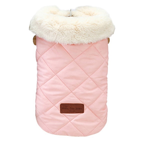 TELOLY Dog Clothes,Quilted Nylon Texture Dog Jacket,Plush Inner Lining Unique Charm Pet Costumes,Pink,L