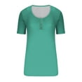 thumbnail image 4 of Plus Size Clearance Tops under $10 Round Neck Button Up Loose Short Sleeved Blouses, 4 of 4