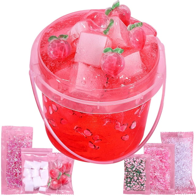 Cubo de gelatina Slime Azeperoy prefabricado de color rosa melocotón, brillante