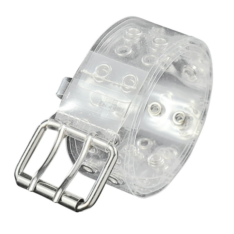 yuksok Double Grommet Belt 2 Hole Belt PVC Womens Waist Belt for