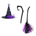 thumbnail image 1 of Decoración de Halloween: Bruja con Escoba Voladora, Sombrero de Bruja, Maquillaje, Accesorios para Disfraces, Festival de Fantasmas. Set de Escobas Voladoras Desmontables | Plástico + Hilo de Red | C, 1 of 7