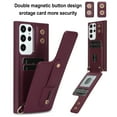 thumbnail image 2 of ELEHOLD Samsung Galaxy S22 Ultra Wallet Case, Flip Card Slots Magnetic Button Kickstand Function Non-Slip Wristband Crossbody Shoulder Strap for Samsung S22 Ultra Fashion Leather Case,Winered, 2 of 8