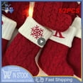 thumbnail image 2 of 1/2PCS Christmas Socks Letter Snowflake Pattern Knitting Christmas Stocking  Gift Bag Christmas Decorations for Home 2022, 2 of 5