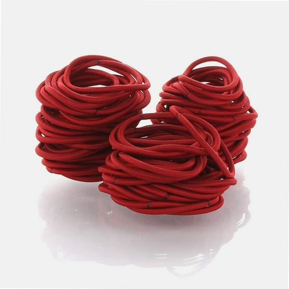 Hair Elastics Hair Ties, Professional Grade Ponytail Holders - 100 Pack Red