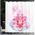 thumbnail image 2 of Flower Shower Curtain, Mandala Motif Orient Yoga Theme Lotus Flower Figure with Abstract Mantis and Dots Photo, Fabric Bathroom Set with Hooks, 69W X 84L Inches Extra Long, Pink, by Ambesonne, 2 of 4