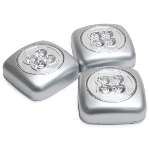 LumaGear LG83854 LED Push Light, (Pack of 3) MultiColored