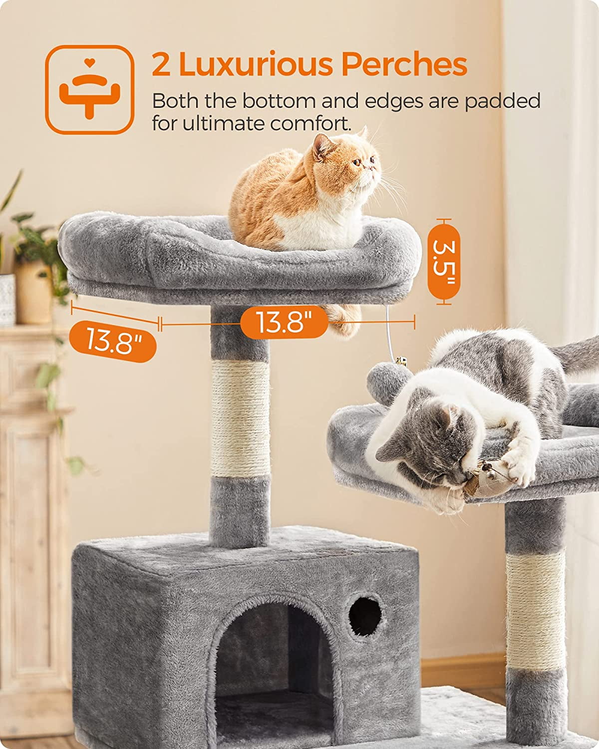 56.3" Cat Tree Cat Tower Cat Condo with Scratching Posts for Indoor Cats Light Gray