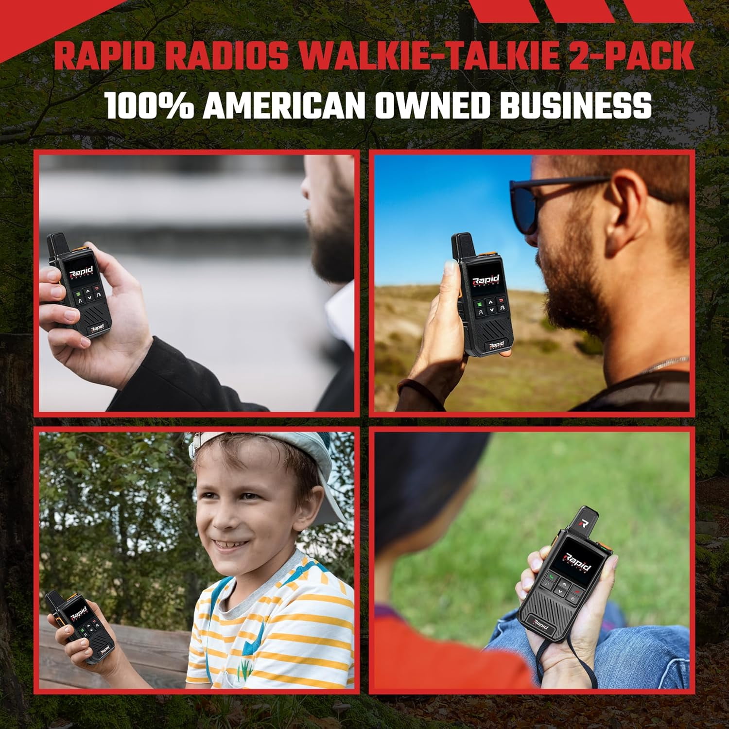 Rapid Radios Nationwide LTE Walkie-Talkie, Two-Way Radio, Unlimited Range POC, 2 pack