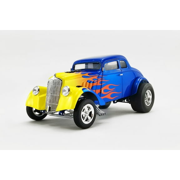 Flamed 1933 Gasser, Blue and yellow - Acme A1800918 - 1/18 scale Diecast Model Toy Car