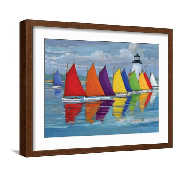 Art.com Rainbow Fleet Art Print by Paul Brent, Brown Frame Wall Art, 21" x 17"