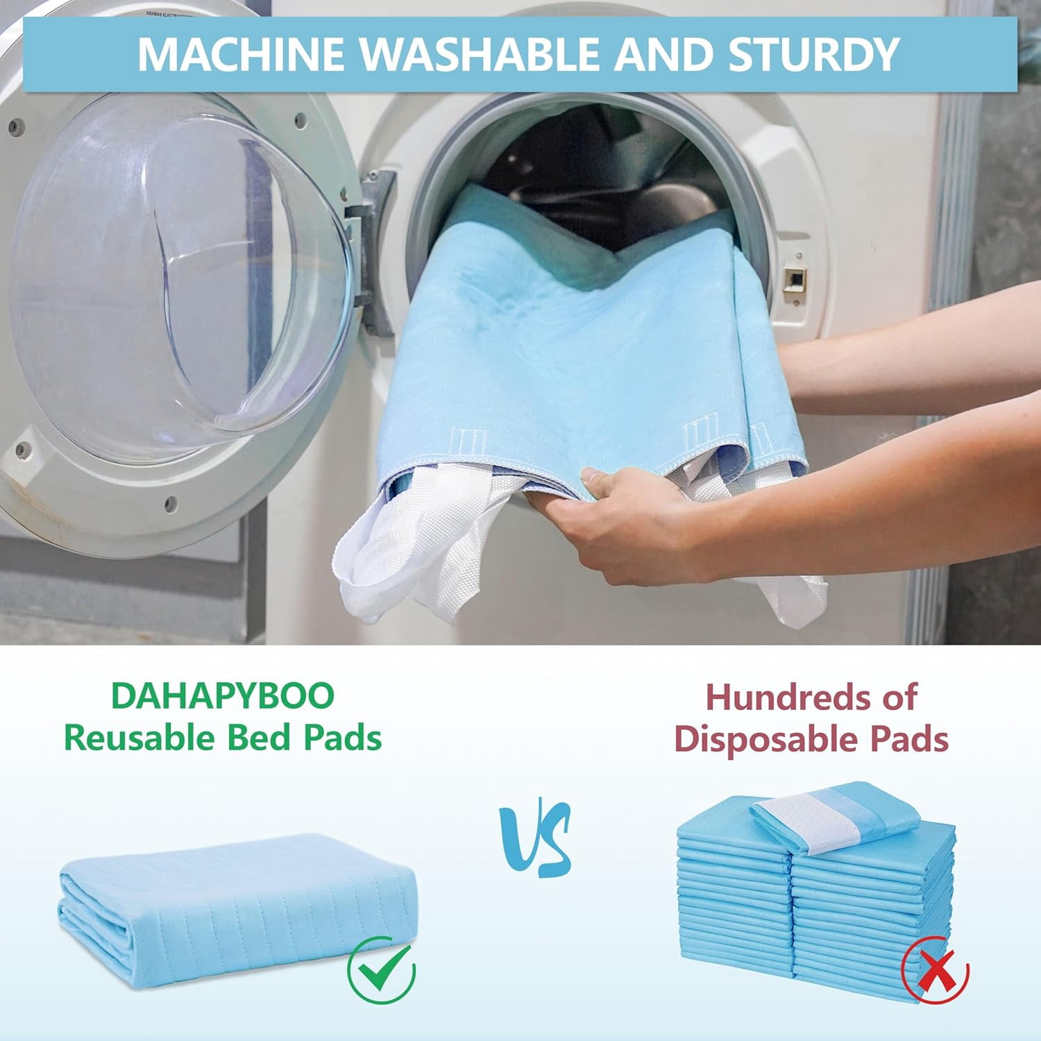 Improvia Positioning Bed Pad 34"x52" with 8 Reinforced Handles,Washable Underpads 4 Pack Incontinence,Heavy Absorbency Reusable for Elderly, Kids Adults, Waterproof Quick Drying for Bed