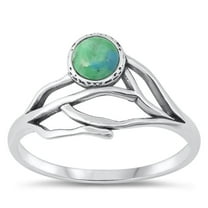 CHOOSE YOUR COLOR Simulated Turquoise Wholesale Ring .925 Sterling Silver Tree Branch Band Blue CZ Female Size 5
