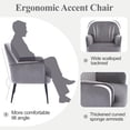 thumbnail image 4 of Velvet Accent Chair,Modern Upholstered Armchair Chairs,Single Sofa Armchair with Metal Legs for Living Room,Bedroom,Office,Grey, 4 of 8