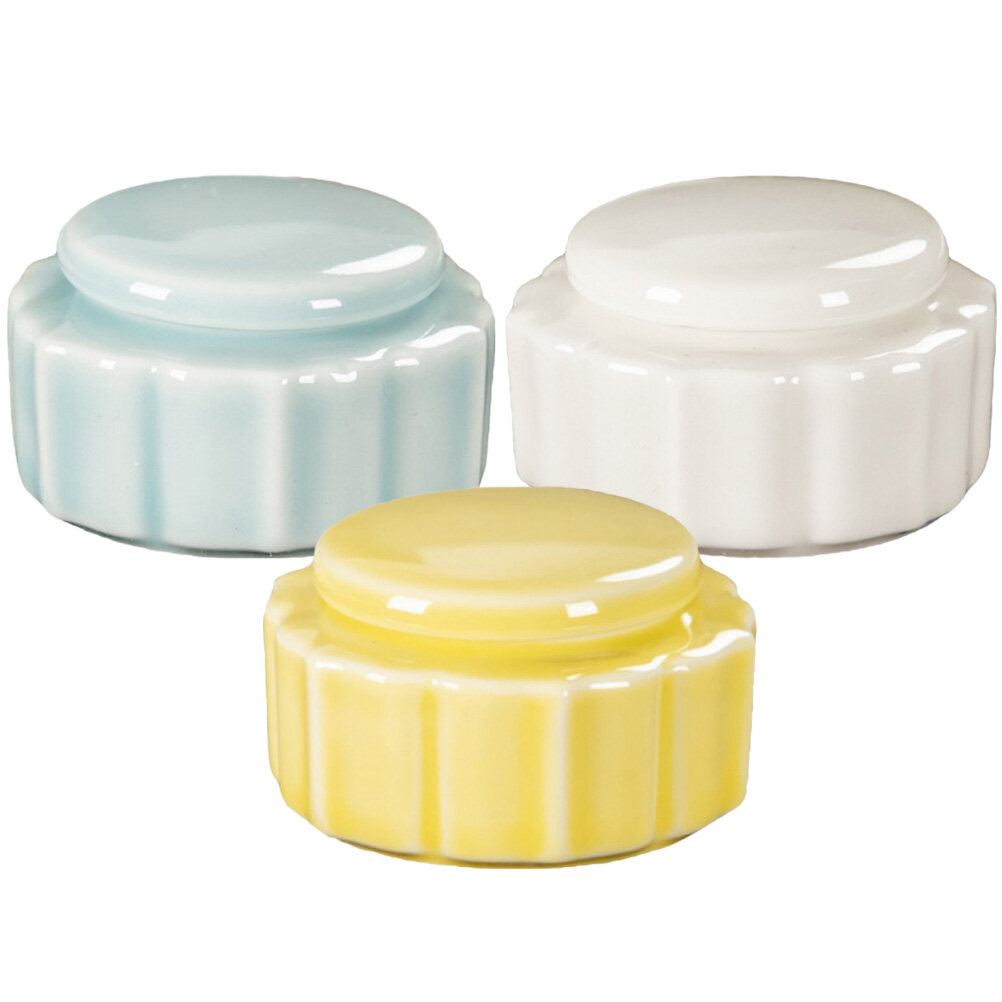 3Pcs Empty Ceramic Lip Balm Container Face Cream Jars with Lids Round