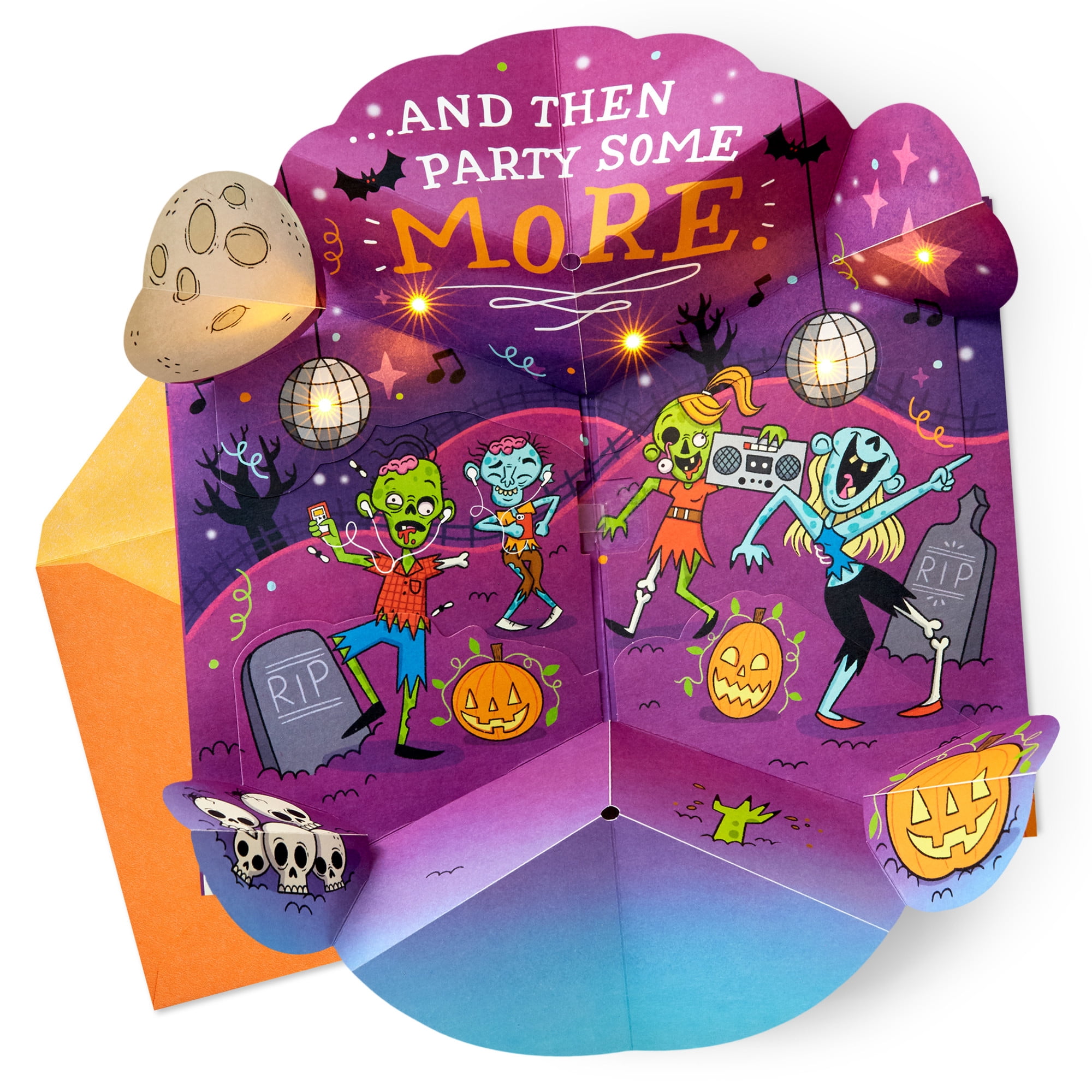Hallmark Funny Musical Pop-Up Halloween Card With Light (Zombie Dance Party)