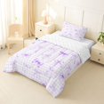 thumbnail image 2 of Erosebridal Teens Kawaii Ribbon Bow Twin Comforter Sets 3-Piece,Purple Plaid Bedding Set for Kids Girls,Breathable Home Decor, 2 of 6