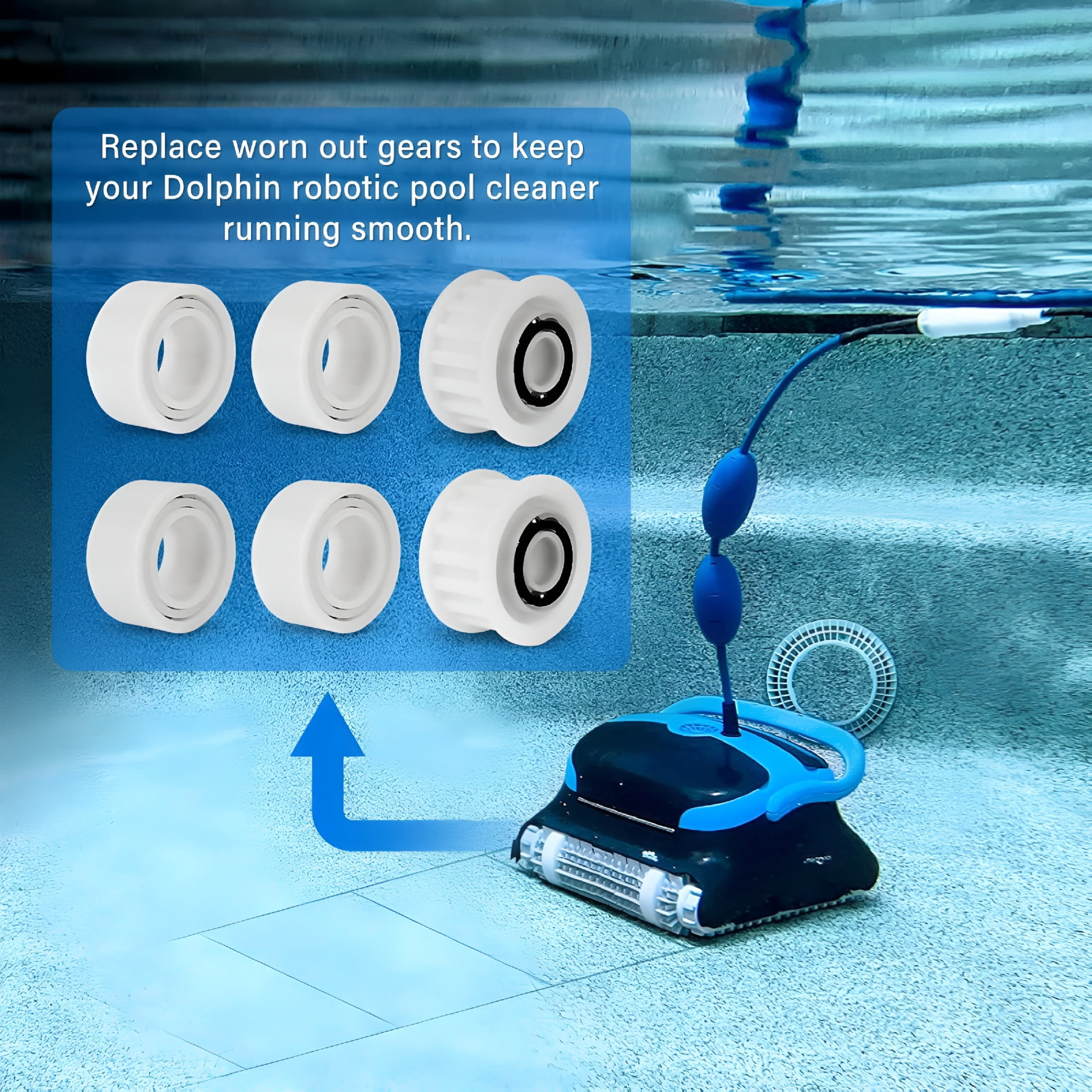 HIBIBUD Automatic Robotic Pool Cleaner Replacement Parts,Guide Wheels 4 Pack with 2 Pack Pulley Gears for Robotic Pool Cleaner