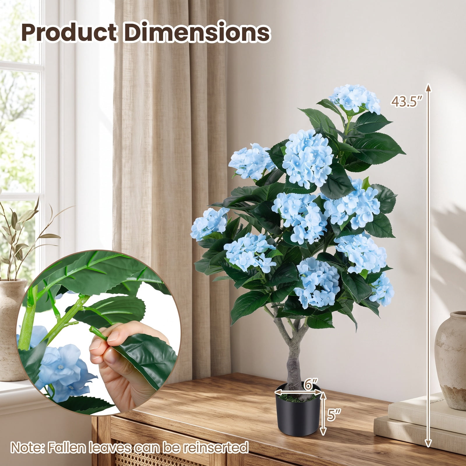 Vebreda Artificial Plant Decor, 43.5" Artificial Hydrangea Tree 2-Pack, Bring Lifelike Beauty Indoors, Long-Lasting Build with Stable Base