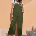 thumbnail image 1 of Pantalones de mujer Casual Retro Sólido Bolsillo Botones Overoles Pantalones de pierna ancha Pompotops qyievc440, 1 of 7