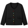 thumbnail image 4 of Wang6 Women Oversize Chunky Cardigans Sweaters Trendy Long Sleeve Multicolor Buttons Cable Knits Fall Winter Crew Neck Loose Knitted Outwear Coat with Pocket Black XXXXXL, 4 of 5
