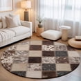 thumbnail image 2 of Round Rugs 3Ft, Farmhouse Cow Print Round Area Rug Washable Indoor Throw Carpet, Country Patchwork Cowhide Fur Plaid Small Non Slip Circle Rug for Bedroom Living Room Home Decor Aesthetic, 2 of 8