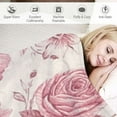 thumbnail image 3 of COMIO  Floral Throw Blanket, Romantic Rose Flower Bouquet Blooms in Soft Pastel Tones Botanical Rococo Design, Flannel Accent Piece Soft Couch Cover for Adults, Pink, 3 of 6