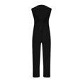 thumbnail image 4 of Fashion Plus Size Jumpsuits for Women Casual Summer Solid Color High Waist Solid Wide Leg Jumpsuit Casual Loose Blackless Jumpsuit, 4 of 7