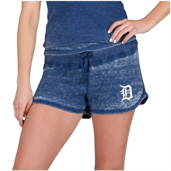 Women's Concepts Sport  Navy Detroit Tigers Resurgence Waffle Knit Shorts