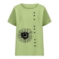 thumbnail image 3 of Birdeem Blouses pour Femmes Été Col Rond Manches Courtes Mode Décontractée Imprimé Bouton Haut T-Shirt, 3 of 9