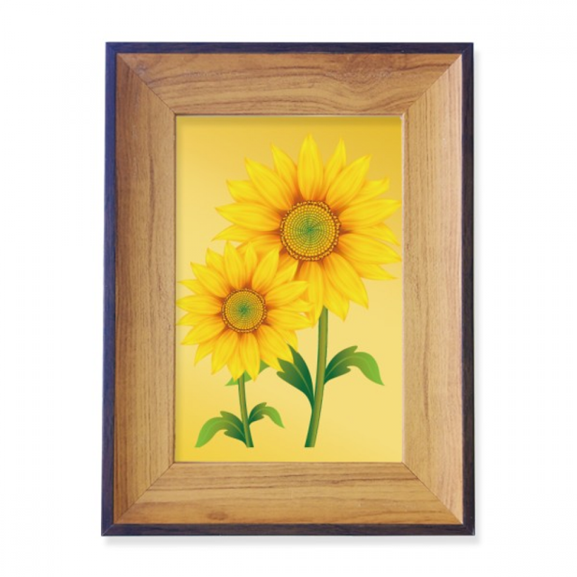 Yellow Sunflower Greenery Flower Photo Frame Exhibition Display Art Desktop Painting