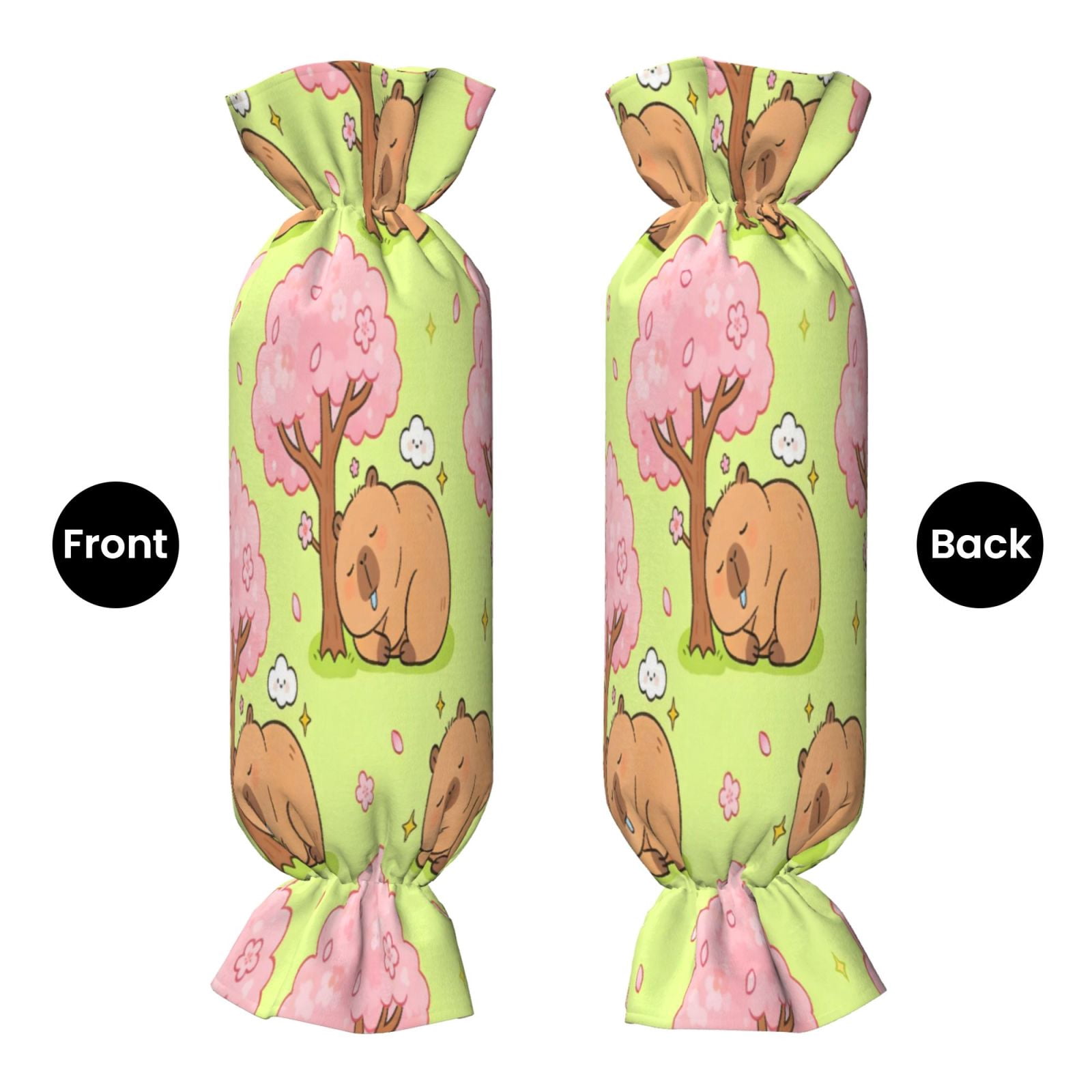 Candy Throw Pillow Travel Cervical Pillow Cylindrical Neck Body Cushion With Insert For Bed Couch Home Decor 9.8x24.4in Capybaras Sleeping Under Trees