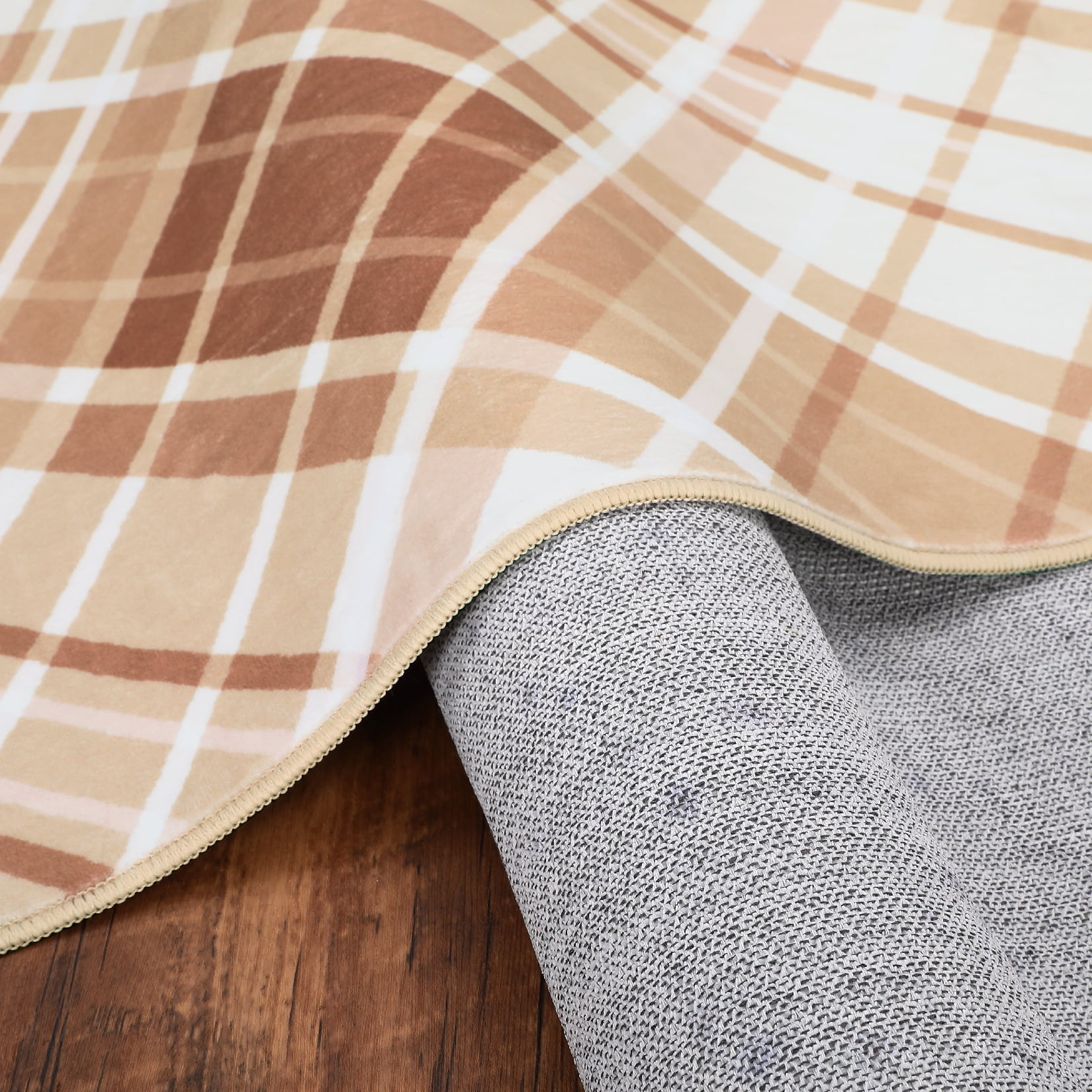 FairOnly 10' x 13' Extra Large Rug for Office Living Room BedroomPlaid Design Area Rug Non-Slip Carpet, Brown