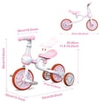 thumbnail image 5 of XIAPIA 3 in 1 Toddler Bike for 2-4 Year Old Girl, Kids Tricycle with Adjustable Seat, Detachable Pedal and Training Wheels, Baby Balance Bike Trikes Riding Toys, Kids Chirstmas Birthday Gifts Pink, 5 of 5