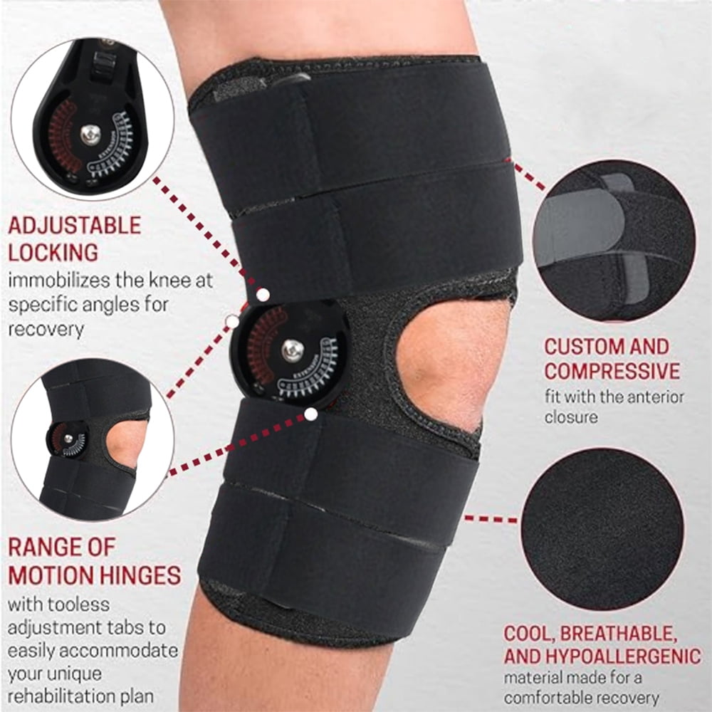 NEENCA Hinged Knee Brace, Adjustable Knee Immobilizer with Side Stabilizers of Locking Dials,for Men and Women.Adjustable size.