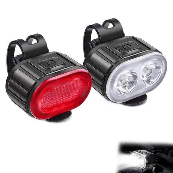 USB Rechargeable Bike Light Set - High Brightness LED Front & Rear Bicycle Lights for Night Riding Safety, Waterproof, Multi-Mode