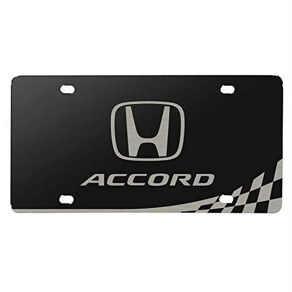 Honda Accord Matt-Look Laser Mark Racing Checker Flag Black Acrylic License Plate