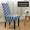 thumbnail image 2 of Stretch Dining Chair Slipcovers, XL/Oversized Removable Washable Soft Spandex Extra Large Dining Room Chair Covers for Kitchen Hotel Table Banquet Geometric Print (2 Per Set, Lake Blue), 2 of 7