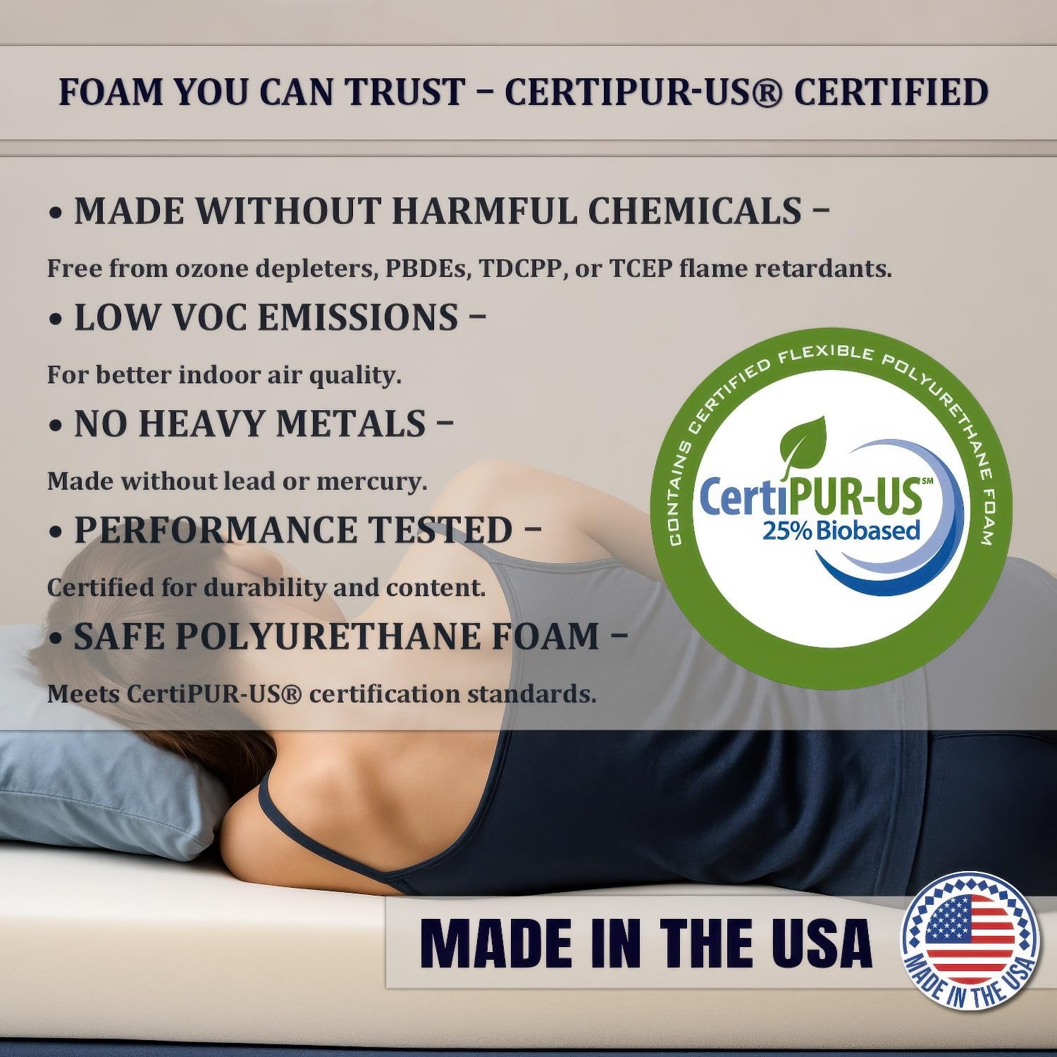 Foamma 6" x 48" x 80" High Density Gel Memory Foam RV Bunk Mattress Replacement Topper for Camper, Truck & Travel Trailer, Firm Support, CertiPUR-US Certified, Made in USA, Cover Not Included