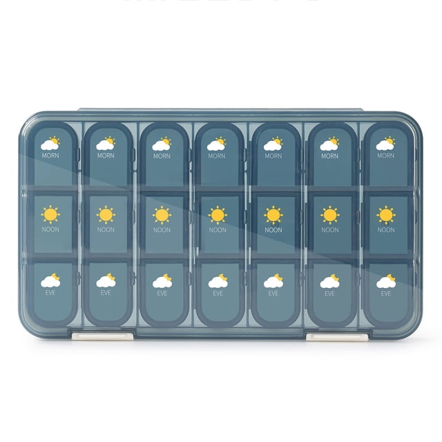 Medicina mensual Splitters Estuches de vitaminas 7 días Píldoras Píldoras Pastillas portátiles Blue Blue in Box Package para personas mayores tipo1 Inevent HA027434-01