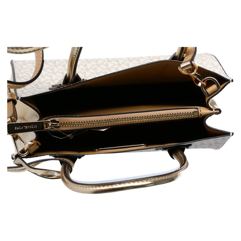 Michael Kors Mercer Medium Crossbody Bag in Pale Gold Signature