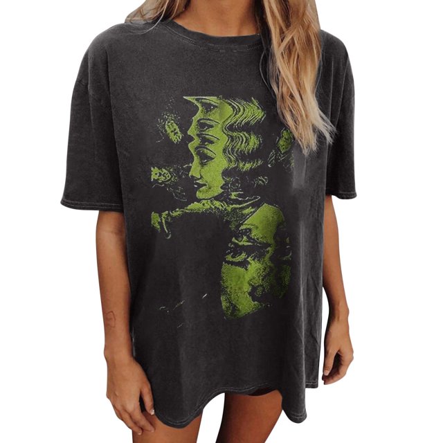 Camisetas vintage de los años 90 para mujer y hombre, de gran tamaño, con hombros caídos, estilo hipster unisex, informales, con estampado de verano, estilo urbano