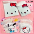 thumbnail image 2 of Bolsas de embalaje transparentes OPP con autoadhesivo para dulces, con impresión de dibujos animados, para hacer tú mismo, 100 unidades, de Hello Kitty, Mymelody, de Kawaii, 2 of 5