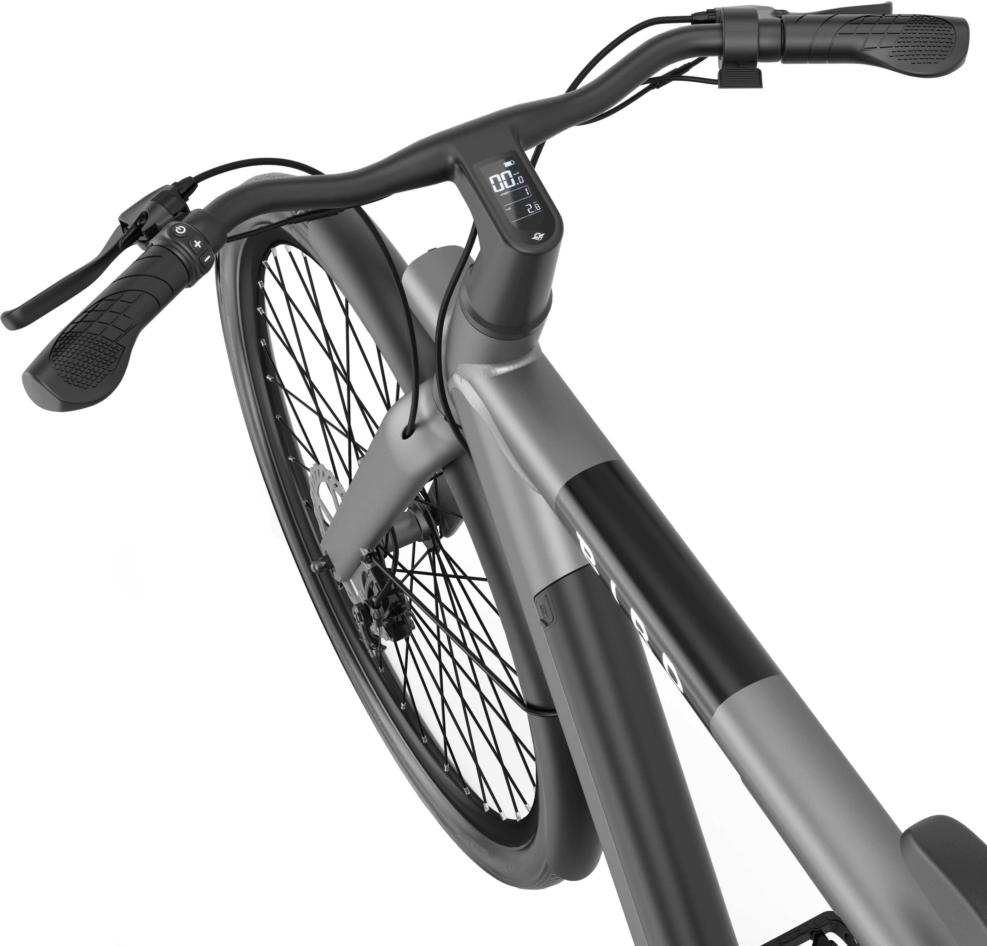 Bird A-Frame eBike | 500 Watt, App Control, LCD Dash Display | Alloy Frame, Belt Drive, Removable Battery, 28” Kenda Wheels, Integrated Lights | 50 Mile Range, 20 MPH Max Speed | Gravity Gray