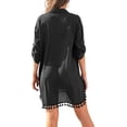 thumbnail image 3 of Camisa de cobertura para traje de baño para mujer Yincro con borlas, negra, XL, 3 of 3