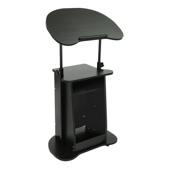 Black Presentation Stand Mobile Height Adjustable Church Classroom Lecture Mobile Laptop Podium Portable Presentation Stand Standing Laptop Cart for Schools Offices Classrooms