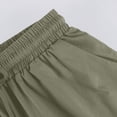 thumbnail image 6 of Bermuda Shorts for Women Knee Length Drawstring Elastic Waist Linen Shorts Casual Summer Pedal Pushers with Pockets Army Green 2XL, 6 of 7